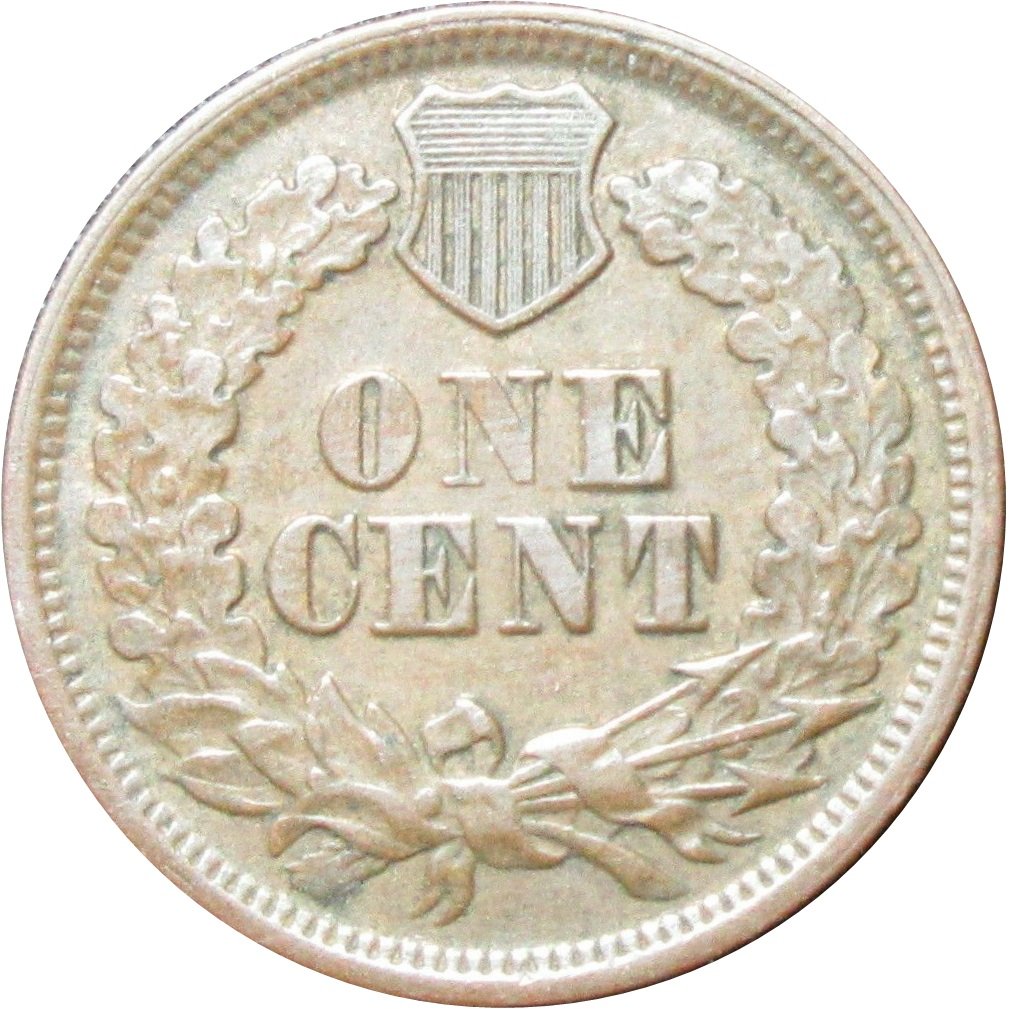 1864-1c-Indian-Head-Cent-L-On-Ribbon